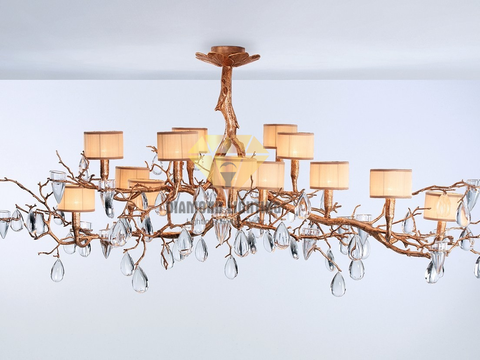 DIAMOND LIGHTING ĐÈN CHÙM PHA LÊ SERIP TÂN CỔ ĐIỂN VÀNG TRẮNG - DCSR 930