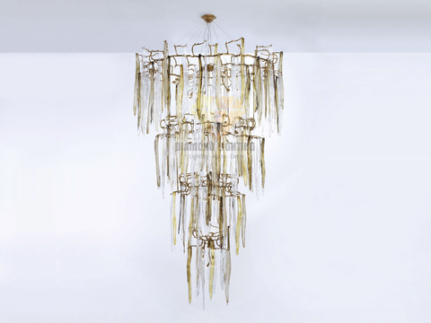 DIAMOND LIGHTING ĐÈN CHÙM SERIPS PHA LÊ LEAVES HIỆN ĐẠI VÀNG NÂU - DCSR 940