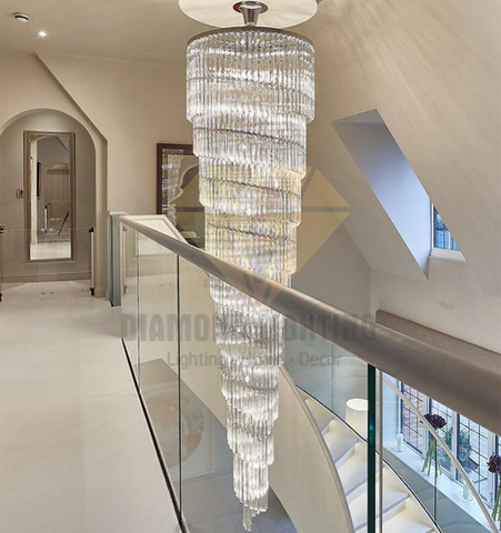 DIAMOND LIGHTING ĐÈN CHÙM THUỶ TINH XOẮN ỐC HIỆN ĐẠI TRẮNG - DTTT 8837