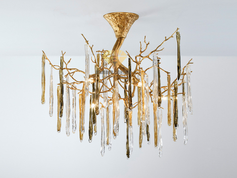 DIAMOND LIGHTING ĐÈN CHÙM SERIPS PHA LÊ AMBER HIỆN ĐẠI VÀNG - DCSR 946