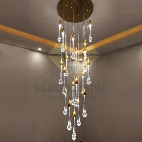 DIAMOND LIGHTING ĐÈN CHÙM PHA LÊ GIỌT MƯA HIỆN ĐẠI VÀNG TRẮNG - DTTT 8840