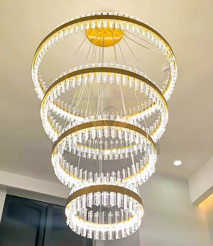 DIAMOND LIGHTING ĐÈN CHÙM RING PHA LÊ HIỆN ĐẠI TRẮNG VÀNG - DTTT 8844