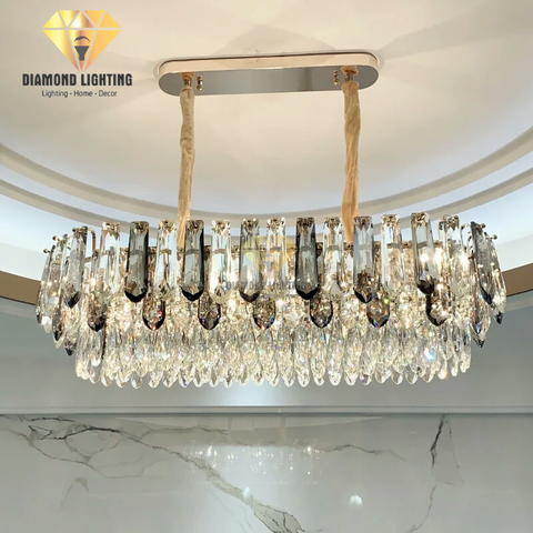 DIAMOND LIGHTING ĐÈN CHÙM PHA LÊ NGANG CAO CẤP HIỆN ĐẠI VÀNG XÁM - DCCC 2237