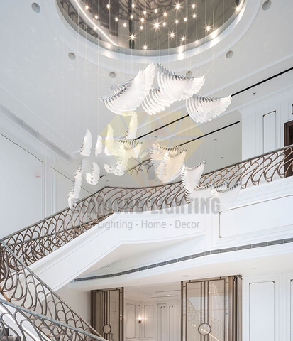 DIAMOND LIGHTING ĐÈN CHÙM THÔNG TẦNG THỦY TINH HIỆN ĐẠI TRẮNG - DTTT 8848