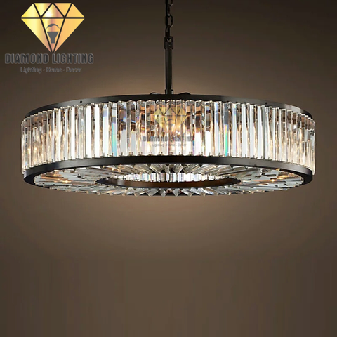 DIAMOND LIGHTING ĐÈN CHÙM PHA LÊ RING CAO CẤP HIỆN ĐẠI ĐEN TRẮNG - DCCC 2261