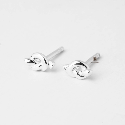 Bông tai bạc xỏ lỗ - silver stud earring - E STUD TWIST KNOT