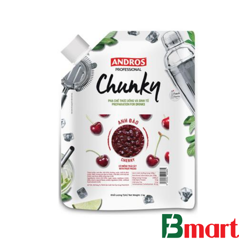 Mứt trái cây Chunky Anh đào hiệu Andros / Cherry CHUNKY (Gói 1kg)