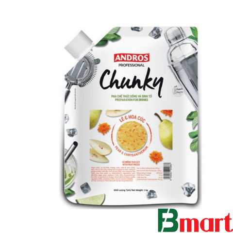 Mứt trái cây Chunky Lê & Hoa cúc hiệu Andros / Pear & Chrysanthemum CHUNKY (Gói 1kg)