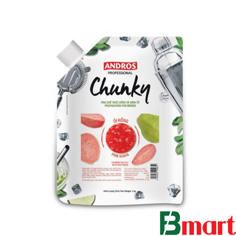 Mứt trái cây Andros Chunky Ổi hồng/ Pink Guava CHUNKY (Gói 1kg)