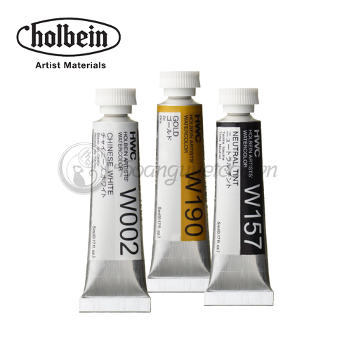 Màu nước Holbein tone Trắng - Đen - Kim Loại tuýp 5ml