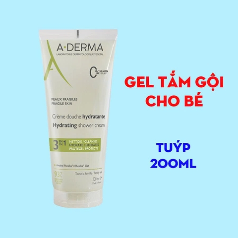 Gel tắm gội A-Derma Hydrating Shower Cream 200ml - giữ ẩm cho da nhạy cảm