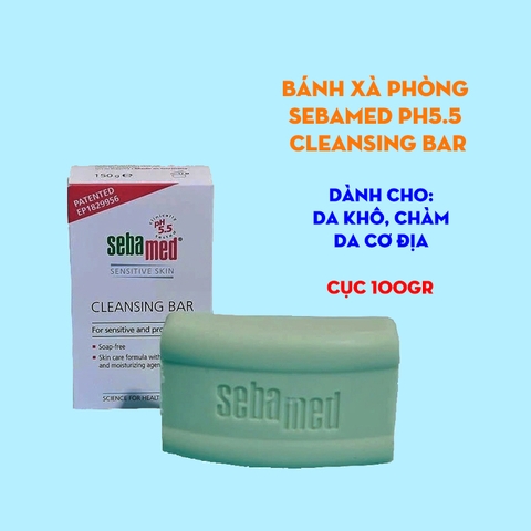 Xà phòng Sebamed pH5.5 Cleansing Bar 100gr - giảm khuẩn cho da khô, da chàm