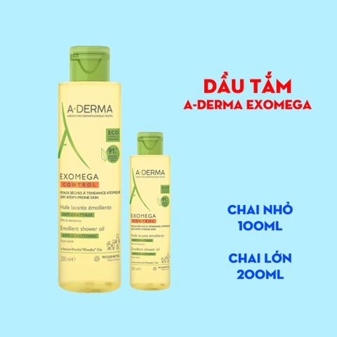 Dầu tắm A-derma Exomega Control Shower Oil 200ml - giảm kích ứng, làm dịu cho da khô, da cơ địa