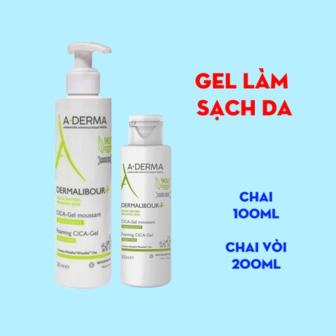Gel làm sạch dịu nhẹ A-DERMA Dermalibour+ Foaming Cica gel 200ml - cho da kích ứng, khô hay rỉ dịch