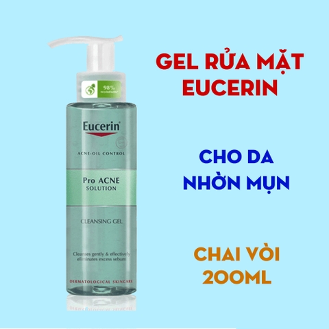 Gel rửa mặt dành cho da nhờn mụn Eucerin ProAcne Cleansing Gel 200ml