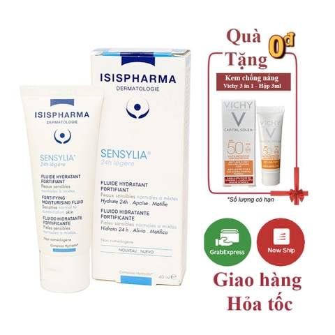 Kem giữ ẩm và làm giảm nóng rát, kích ích da ISIS Pharma Sensylia 24h Legere 40ml