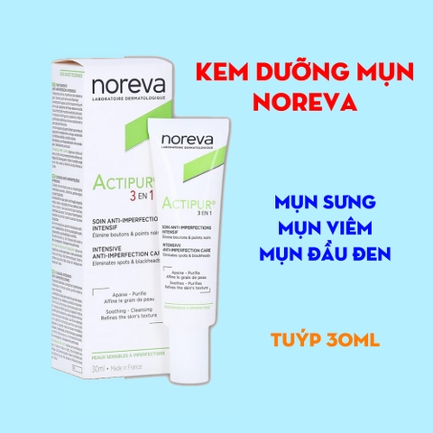 Kem dưỡng giảm mụn Noreva Actipur 3 En 1 30ml - cho da nhạy cảm, dễ kích ứng