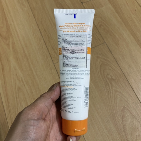 Kem dưỡng phục hồi da Rosken High Potency Vitamin E Cream 100ml - dành cho da bỏng, bỏng nắng, bỏng sau peel