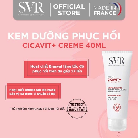 Kem dưỡng, làm dịu da SVR Cicavit+ Crème 40ml - cho da bị nứt nẻ và mẩn đỏ