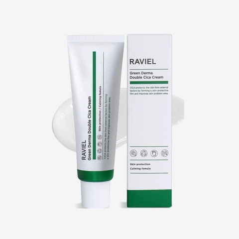 Kem làm dịu, phục hồi da mụn, da kích ứng Raviel Green Derma Double Cica Cream 50ml