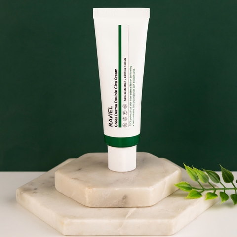 Kem làm dịu, phục hồi da mụn, da kích ứng Raviel Green Derma Double Cica Cream 50ml