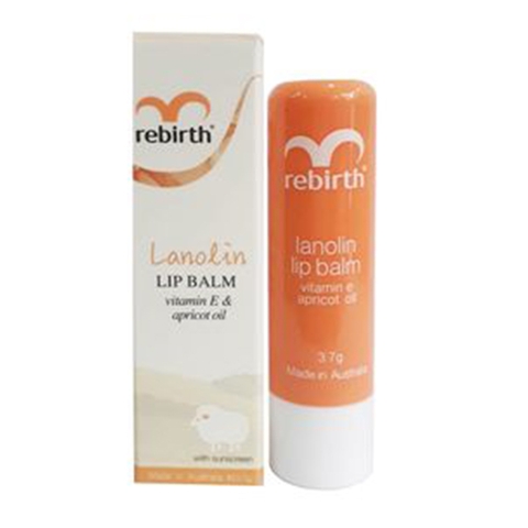 Son dưỡng môi nhau thai cừu Rebirth Lanolin Lip Balm with Vitamin E & Apricot Oil RB14