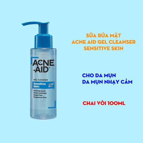 Sữa rửa mặt Acne Aid Gel Cleanser Sensitive Skin 100ml - dành cho da nhạy cảm bị mụn