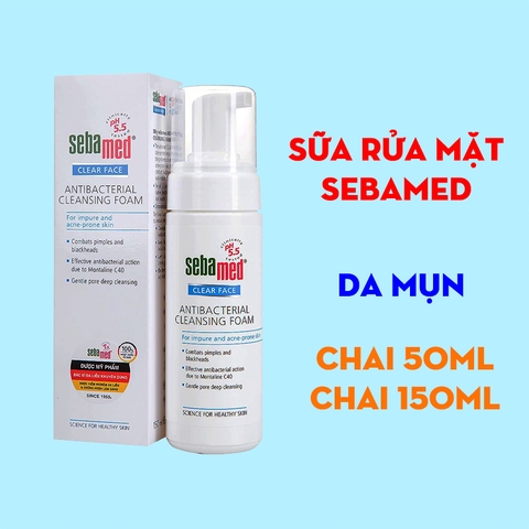 Sữa rửa mặt tạo bọt Sebamed pH5.5 Clear Face AntiBacterial Cleansing Foam 150ml - giảm khuẩn, mụn