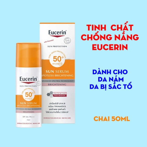 Tinh chất chống nắng Eucerin Sun Serum Spotless Brightening SPF 50+ 50ml - giúp dưỡng trắng da