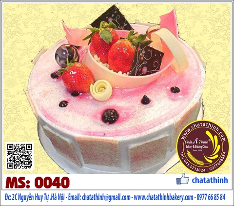 Bánh kem tươi chocola và hoa quả - 0040