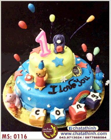 Bánh sinh nhật làm từ đường Fondant - 0116