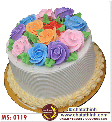 Bánh kem hoa hồng kem tươi - 0119