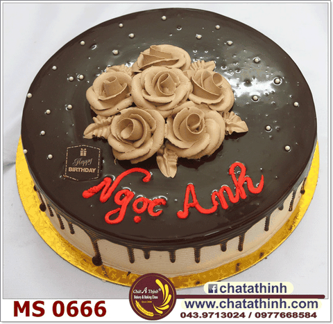 Bánh phủ socola hoa hồng - 0666