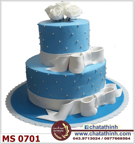 Bánh cưới nơ xanh - 0701