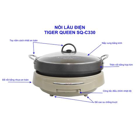 NỒI LẨU ĐIỆN TIGER QUEEN SQ-C330 (4.0 Lít) - Hàng Chính Hãng