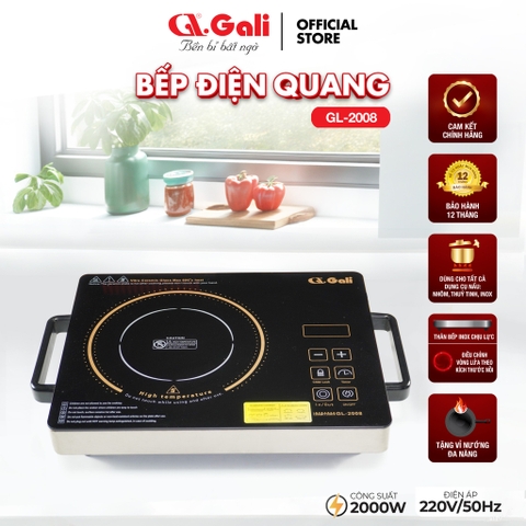 Bếp điện quang gali GL-2008 công suất 2000W sản phẩm chính hãng;chất lượng hàng hóa nhập khẩu (Tem hợp quy CR)