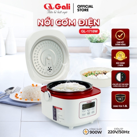 Nồi cơm điện Gali GL-1718W  220V công suất 900W dung tích 1.8L Chất lượng hàng hóa nhập khẩu (Tem hợp quy CR)