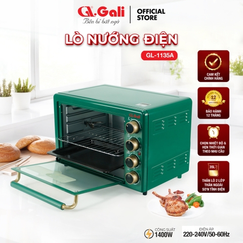 Lò nướng điện thùng Gali GL-1135A Điện áp 220-240V/ 50-60Hz công suất 1400w dung tích 35L sản phẩm chính hãng Chất lượng hàng hóa nhập khẩu (Tem hợp quy CR)
