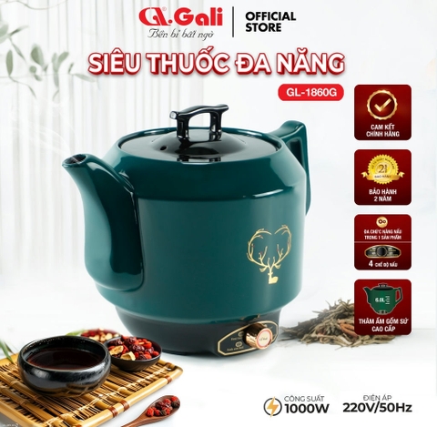 Nồi nấu thảo dược đa năng Gali GL-1860G Điện áp: 220V/50Hz. Công suất: 1000W Dung tích:  6 Lít