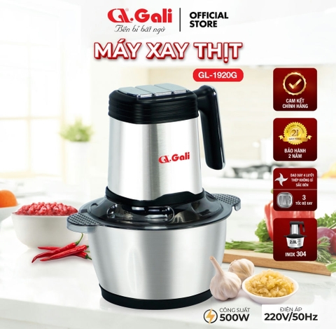 Máy xay thịt Gali GL-1920G 2 lít đa năng siêu mạnh 4 lưỡi dao sắc bén cối INOX bảo hành 2 năm chính hãng