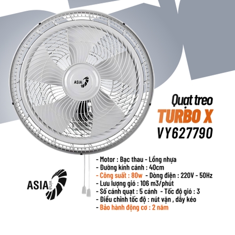 Quạt TREO Asia Turbo X - VY627790 & VY627890 Công suất 80W - 5 cánh - Xám & Đen cánh cam