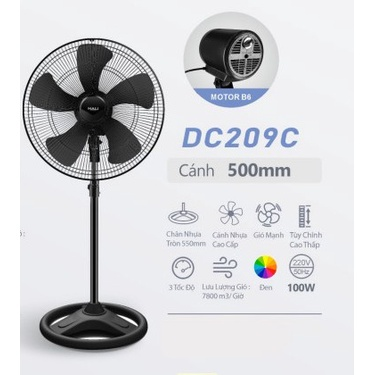 Quạt đứng công nghiệp HALI DC209C công suất 140w chính hãng BẢO HÀNH 1 NĂM