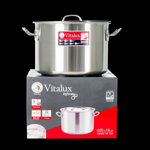 NỒI HẦM INOX 3 ĐÁY ZEBRA -THÁI LAN VITALUX ,26x18cm, 9.5 LÍT - 171326