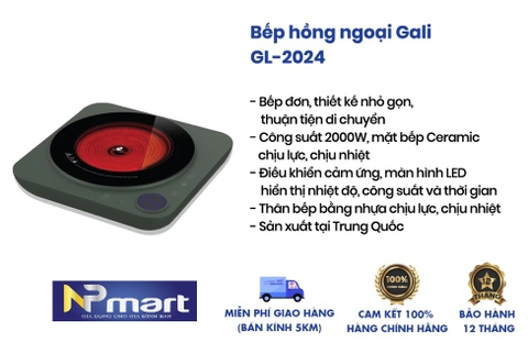 BẾP ĐIỆN HỒNG NGOẠI GALI GL-2024 2000W - KHÔNG KÉN NỒI - CẢM ỨNG