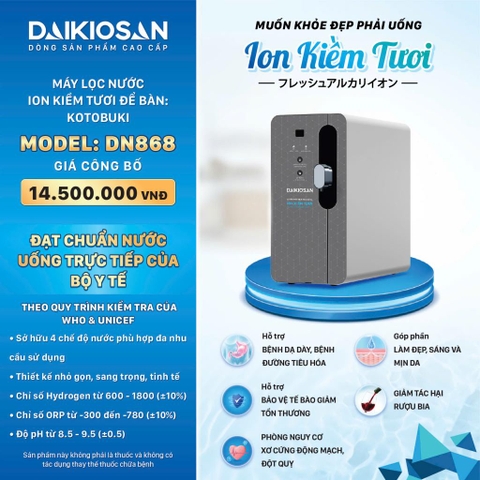 Máy lọc nước ion kiềm tươi để bàn Daikiosan DN868