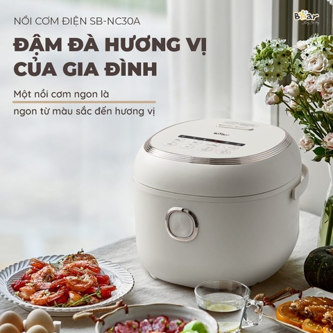 Nồi cơm điện Bear SB-NC30A - Công suất: 600W - Điện áp: 220V ~ 50Hz - Dung tích 3L - Nấu trực tiếp - Màu sắc: Trắng