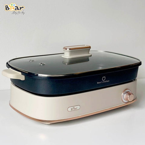 Nồi lẩu Bear SB-NL45K - Công suất: 1600W - Điện áp: 220V ~ 50Hz - Dung tích 4,5L - Nướng, Lẩu - Màu sắc: Kem
