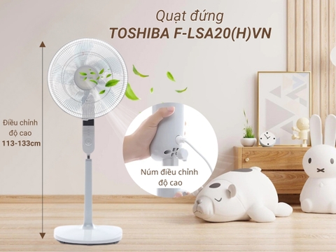 Quạt đứng Toshiba F-LSA20(H)VN 5 cánh, màu xám, màn hình LED hiển thị