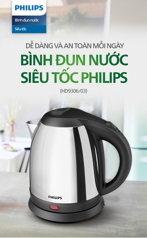 Bình đun siêu tốc Philips 1.5 lít HD9306/03