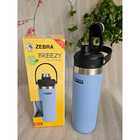 BÌNH GIỮ NHIỆT ZEBRA INOX 700ML CÓ VÒI VÀ TAY XÁCH - 912815 Thái Lan dòng bình Breezy Vacuum Bottle